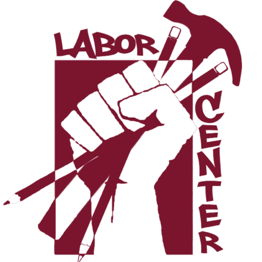 Red Labor Center logo featuring a fist holding a hammer