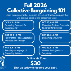 Flyer with the title "Fall 2026 Collective Bargaining 101"