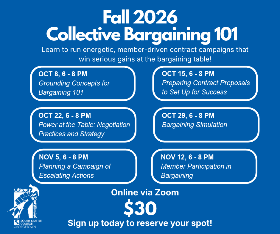 Flyer with the title "Fall 2026 Collective Bargaining 101"